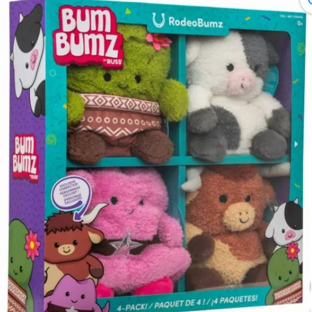Bum Bumz Plush Toy Set - Green, White, Pink, Brown
